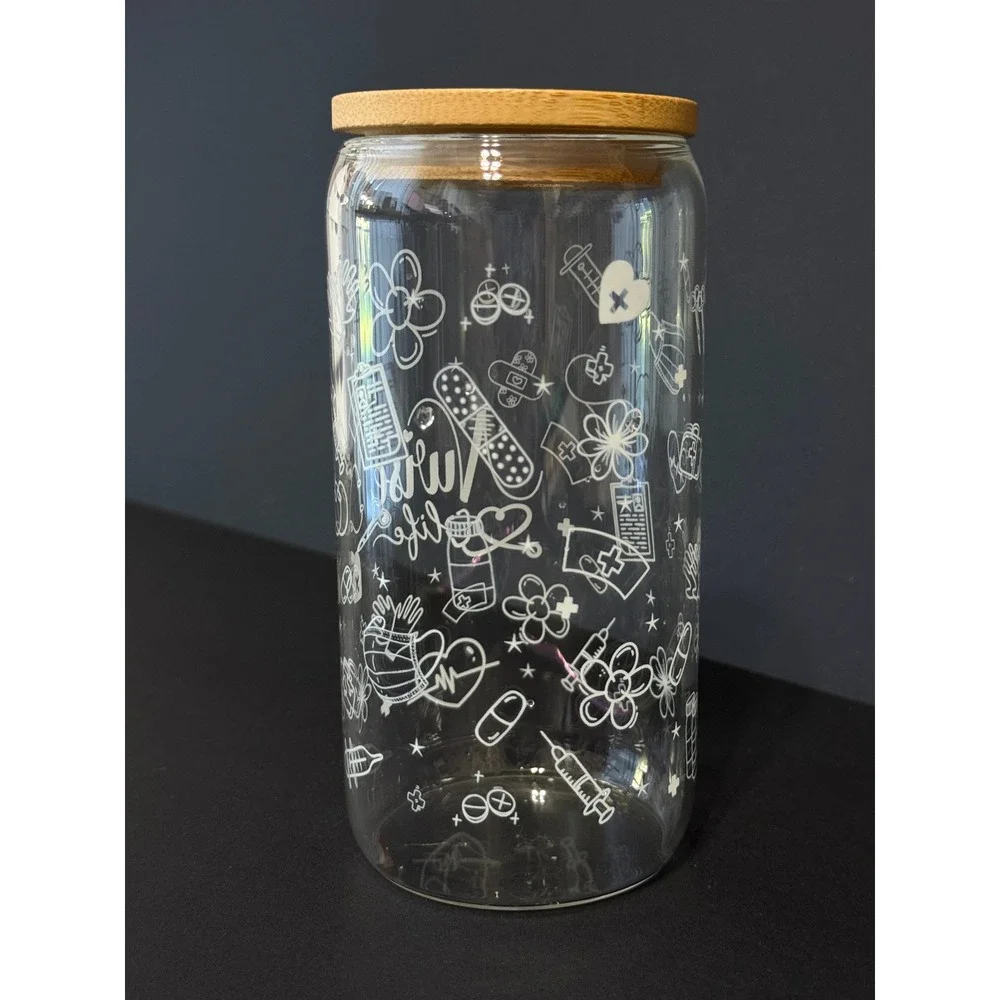 Nurse Life Glass‎ with Bamboo Lid